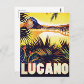 ルガノ,スイス,海岸の景色,ヴィンテージ ポストカード (正面/裏面)
