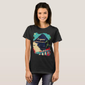 ルガーノ スイス 湖 山 青い 旅行 Tシャツ (正面フル)