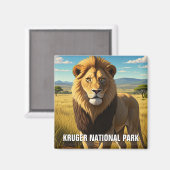 ルガー国立公園南アフリカのライオン マグネット (正面/裏面)