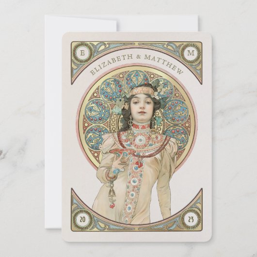 ルクサス結婚式招待状カードアールヌーボーバイミュシャ 招待状 (裏面)