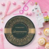 ルクスグリーンクラシック金ゴールド華美マンダラキンセアニェラ ペーパープレート (パーティー)