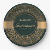 ルクスグリーンクラシック金ゴールド華美マンダラキンセアニェラ ペーパープレート (正面)