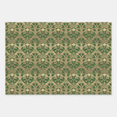 ルクスグリーン&金ゴールドボタニカルラッピング紙 ラッピングペーパーシート (正面3)