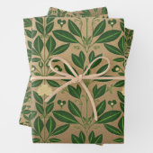 ルクスグリーン&金ゴールドボタニカルラッピング紙 ラッピングペーパーシート (インサイチュ)