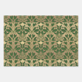 ルクスグリーン&金ゴールドボタニカルラッピング紙 ラッピングペーパーシート (正面3)