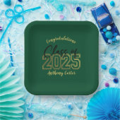 ルクスグリーン&金ゴールド卒業パーティープレート ペーパープレート (パーティー)