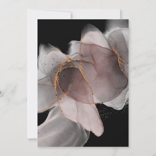 ルクスフローティング抽象芸術バラ結婚式招待状 招待状 (裏面)