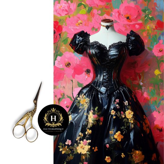 ルクスブラックコルセットマネキンピンクフローラデコページ 薄葉紙