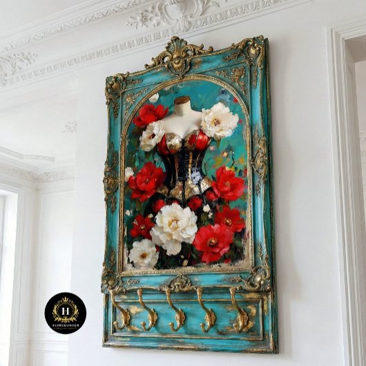 ルクスブラック金ゴールドコルセットマネキンレッドフローラ 薄葉紙