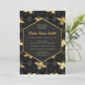 ルクスブラック&金ゴールドハニービーベビーシャワー 招待状 (スタンド正面)