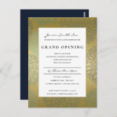 ルクスブルー金ゴールドダリアフローラグランドオープン招待状 ポストカード (正面/裏面)