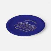 ルクスブルー&金ゴールド卒業パーティープレート ペーパープレート (アングル)