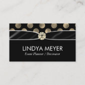 ルクス水玉模様リボンとダイヤモンドセンターピース 名刺 (正面)