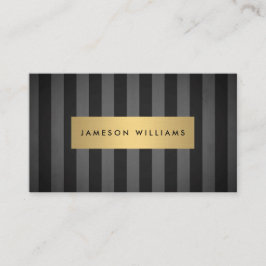 ルクセはっきりしたブラックとグレイストライプ金ゴールドバー 名刺