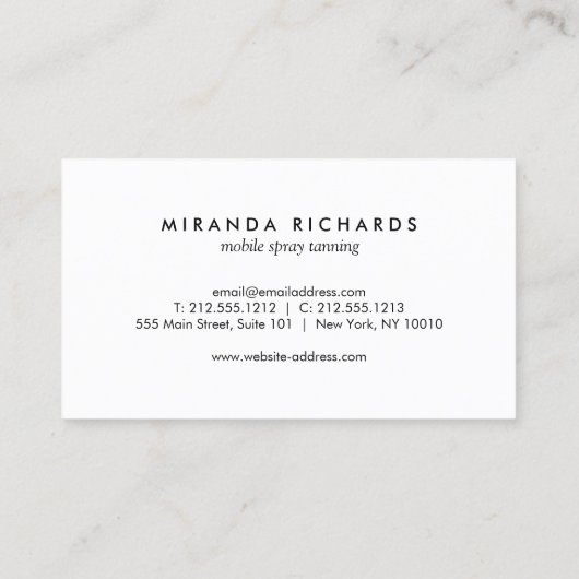 ルクセはっきりしたブラック&ホワイトのパーム葉スプレタン 名刺 (裏面)