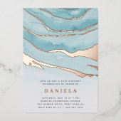 ルクセアクアマーブルバースデーパーティーアエディ大事な行事 箔招待状 (正面)