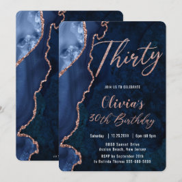 ルクセアゲートサファイアブルーバラ金ゴールド30歳誕生日 招待状
