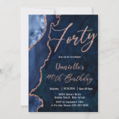 ルクセアゲートサファイアブルーバラ金ゴールド40歳誕生日 招待状 (正面)