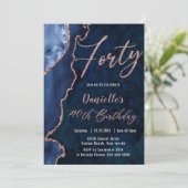 ルクセアゲートサファイアブルーバラ金ゴールド40歳誕生日 招待状 (スタンド正面)