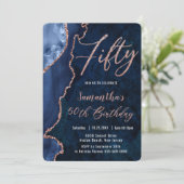 ルクセアゲートサファイアブルーバラ金ゴールド50th誕生日  招待状 (スタンド正面)
