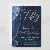 ルクセアゲートサファイアブルーバラ金ゴールド50th誕生日  招待状 (正面)
