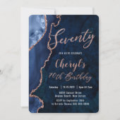 ルクセアゲートサファイアブルーバラ金ゴールド70th誕生日  招待状 (正面)