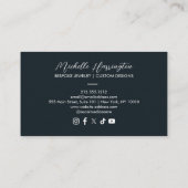 ルクセエレガンス金ゴールド&ブルーフローラジュエリーデザイン 名刺 (裏面)