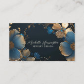 ルクセエレガンス金ゴールド&ブルーフローラジュエリーデザイン 名刺 (正面)
