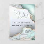 ルクセオパールティール（緑がかった色）金ゴールド液アルコールインク エンクロージャーカード (正面)