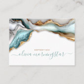 ルクセオパールティール（緑がかった色）金ゴールド液アルコールインク 名刺 (正面)