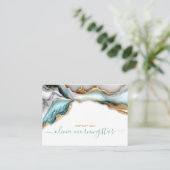 ルクセオパールティール（緑がかった色）金ゴールド液アルコールインク 名刺 (スタンド正面)