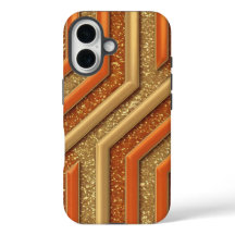 ルクセオレンジグリッター金ゴールドグリッターiPhone 16ケース