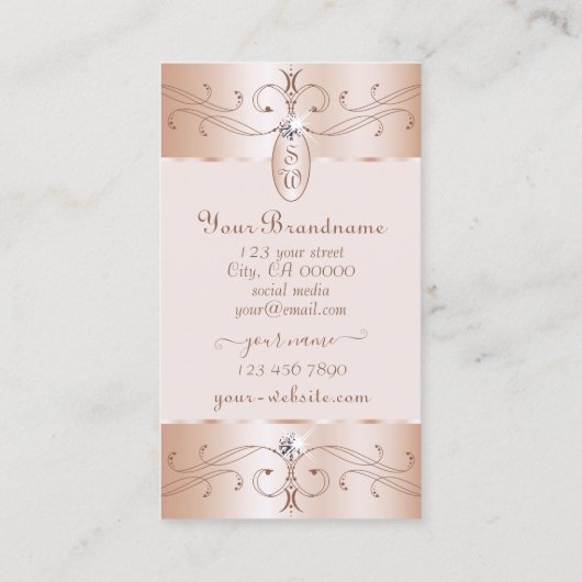 ルクセグラムバラ金ゴールド華美オーナメントイニシャルシック 名刺 (裏面)