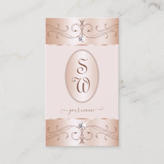 ルクセグラムバラ金ゴールド華美オーナメントイニシャルシック 名刺 (正面)