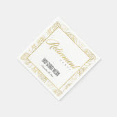 ルクセグラムフェイク金ゴールドホワイトローズフローラ退職 スタンダードカクテルナプキン (角)