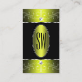 ルクセグラムブラックイエロー華美オーナメントイニシャル 名刺 (正面)