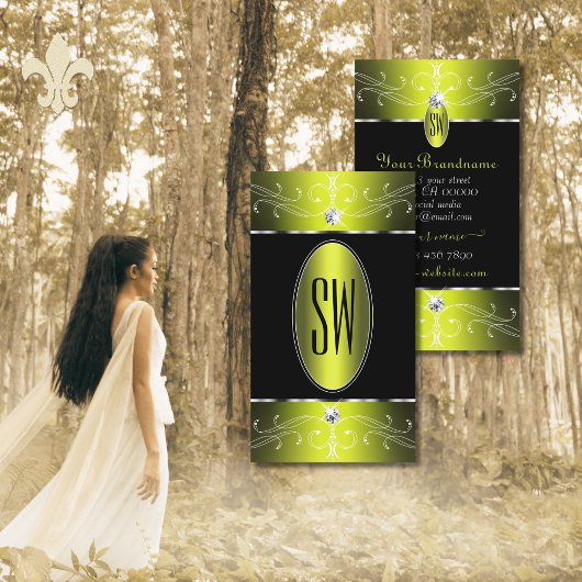 ルクセグラムブラックイエロー華美オーナメントイニシャル 名刺