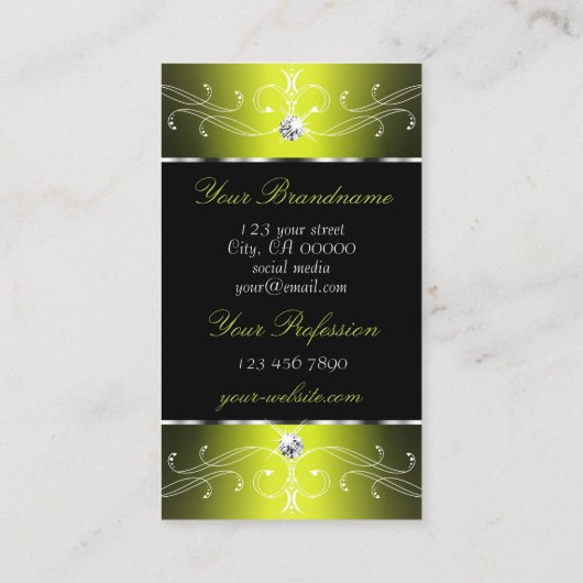 ルクセグラムブラックイエロー華美オーナメント(写真付き) 名刺 (裏面)