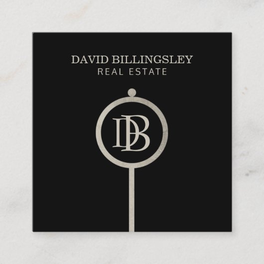 ルクセグレースケルトン鍵モノグラム不動産仲介業者 スクエア名刺 (正面)