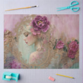 ルクセコラージシャビーシックミックスメディアポートレートアート 薄葉紙 (クラフト)