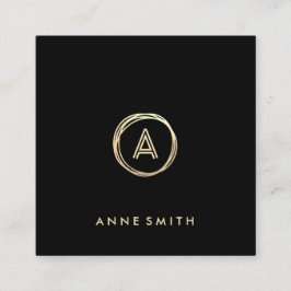 ルクセシック金ゴールドサークルモモダンノグラムブラック スクエア名刺