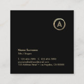 ルクセシック金ゴールドサークルモモダンノグラムブラック スクエア名刺 (裏面)