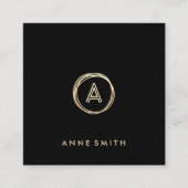 ルクセシック金ゴールドサークルモモダンノグラムブラック スクエア名刺 (正面)