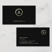 ルクセシック金ゴールドサークルモモダンノグラムブラック 名刺 (正面/裏面)