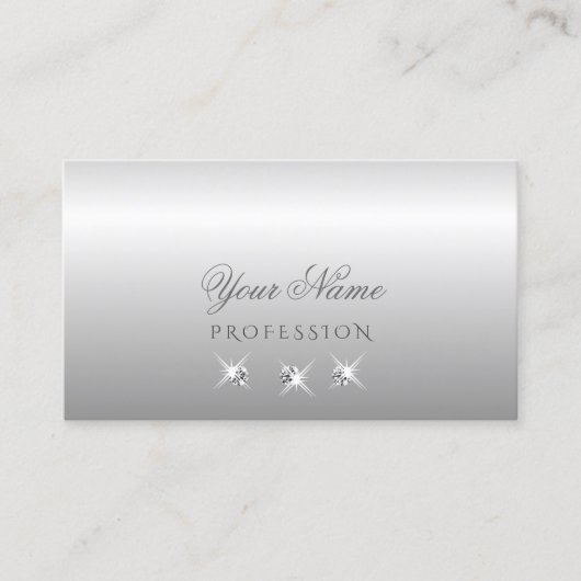 ルクセシルバーグレグラデーションイきらめくダイアモンドエレガント 名刺 (正面)