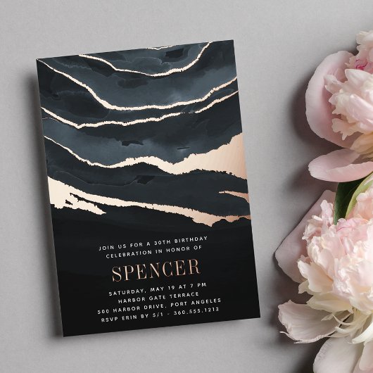 ルクセダーク大理石バースデーパーティーまたは大事な行事 箔招待状