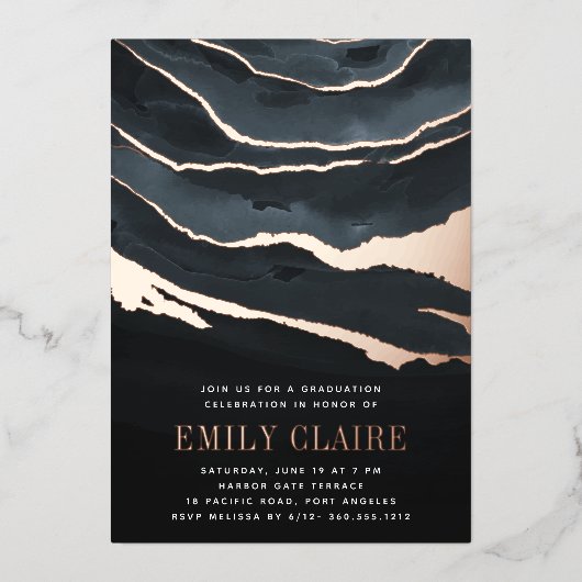 ルクセダーク大理石卒業パーティー 箔招待状 (正面)