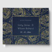 ルクセネイビー金ゴールドクラフトエレガントバラ結婚フローラ ゲストブック (正面)