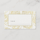 ルクセネイビー金ゴールドクラフトエレガントバラ結婚フローラ プレイスカード (正面)