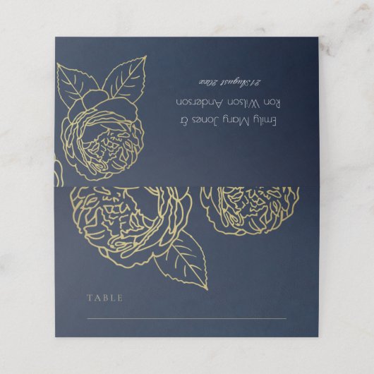 ルクセネイビー金ゴールドクラフトエレガントバラ結婚フローラ プレイスカード (外部開封)